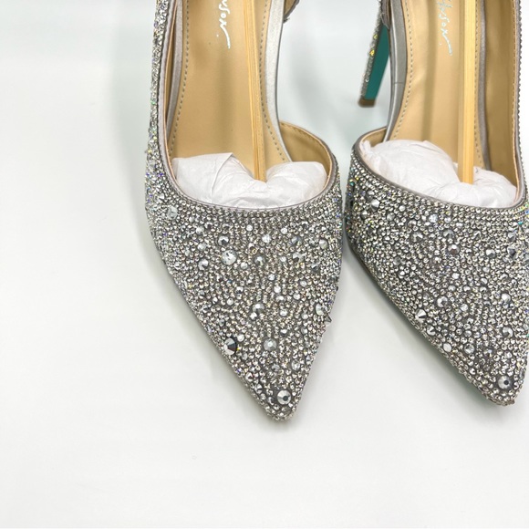 Betsey Johnson Women's SB Hazil Jeweled Silver Stiletto Heels Pumps Shoes 9 - Picture 5 of 15